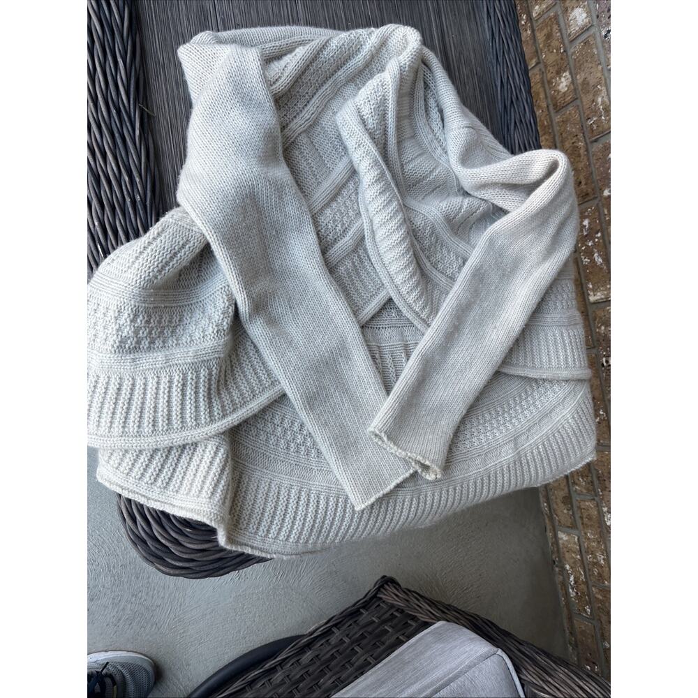 Autumn Cashmere Cashmere Merino Wool Blend Ivory Open Front Cardigan M - Picture 3 of 5